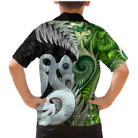 New Zealand Koru Natural Family Matching Mermaid Dress and Hawaiian Shirt Manaia and Silver Fern Maori Pattern LT03 - Polynesian Pride