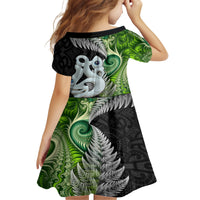 New Zealand Koru Natural Family Matching Off Shoulder Short Dress and Hawaiian Shirt Manaia and Silver Fern Maori Pattern LT03 - Polynesian Pride