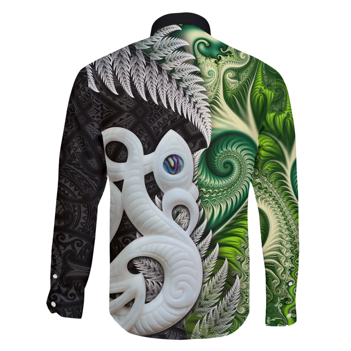 New Zealand Koru Natural Family Matching Off Shoulder Short Dress and Hawaiian Shirt Manaia and Silver Fern Maori Pattern LT03 - Polynesian Pride