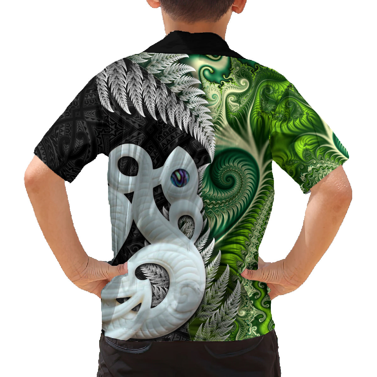 New Zealand Koru Natural Family Matching Puletasi and Hawaiian Shirt Manaia and Silver Fern Maori Pattern LT03 - Polynesian Pride