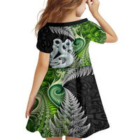 New Zealand Koru Natural Family Matching Short Sleeve Bodycon Dress and Hawaiian Shirt Manaia and Silver Fern Maori Pattern LT03 - Polynesian Pride