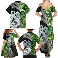 New Zealand Koru Natural Family Matching Summer Maxi Dress and Hawaiian Shirt Manaia and Silver Fern Maori Pattern LT03 - Polynesian Pride