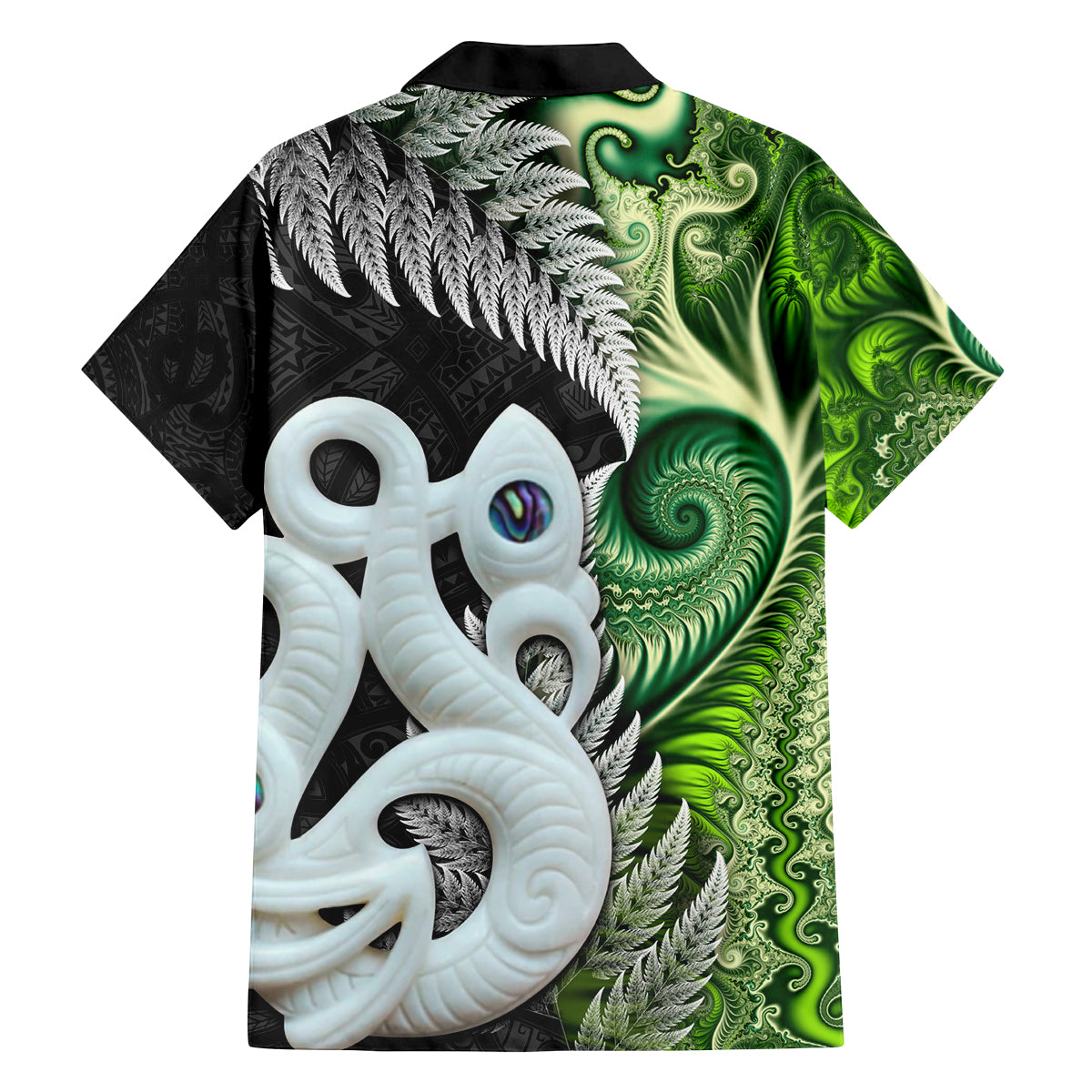 New Zealand Koru Natural Family Matching Summer Maxi Dress and Hawaiian Shirt Manaia and Silver Fern Maori Pattern LT03 - Polynesian Pride
