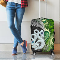 New Zealand Koru Natural Luggage Cover Manaia and Silver Fern Maori Pattern