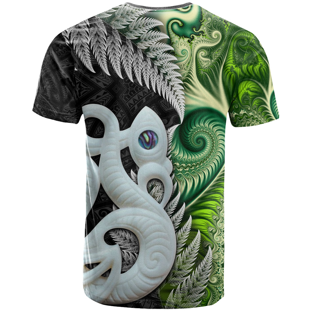 New Zealand Koru Natural T Shirt Manaia and Silver Fern Maori Pattern