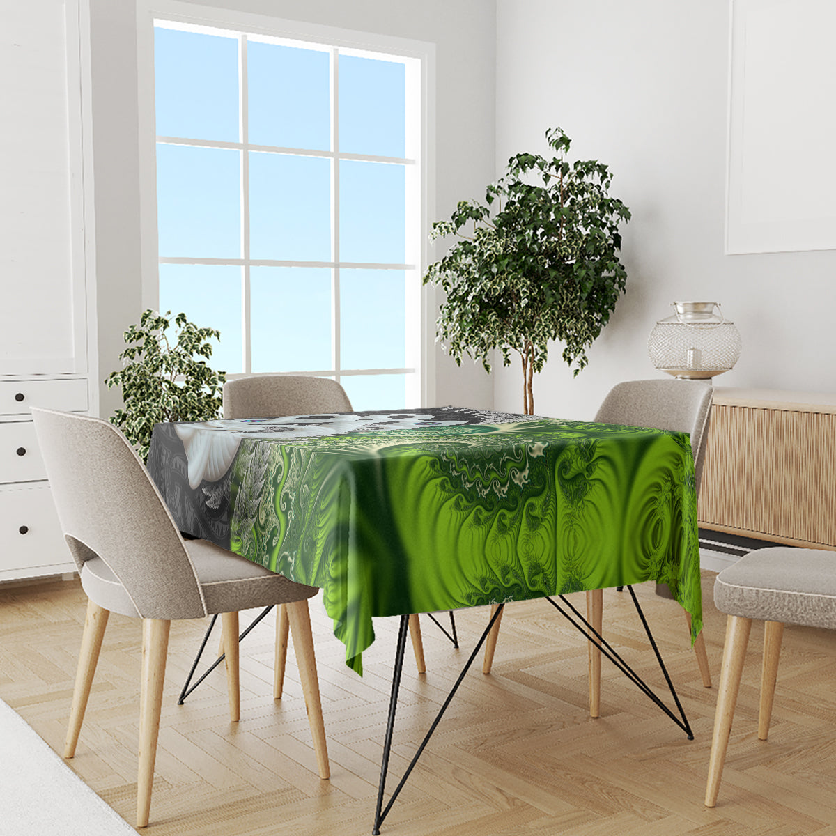 New Zealand Koru Natural Tablecloth Manaia and Silver Fern Maori Pattern