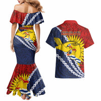 Kiribati Independence Day Couples Matching Mermaid Dress and Hawaiian Shirt Polynesian and Melanesian Art Tattoo LT03 - Polynesian Pride
