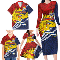 Kiribati Independence Day Family Matching Long Sleeve Bodycon Dress and Hawaiian Shirt Polynesian and Melanesian Art Tattoo LT03 - Polynesian Pride