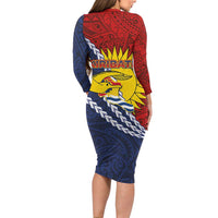 Kiribati Independence Day Family Matching Long Sleeve Bodycon Dress and Hawaiian Shirt Polynesian and Melanesian Art Tattoo LT03 - Polynesian Pride
