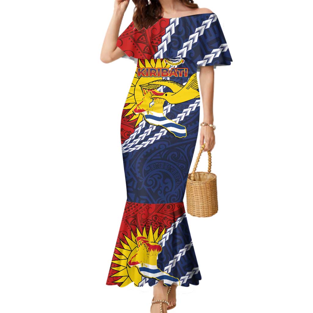 Kiribati Independence Day Family Matching Mermaid Dress and Hawaiian Shirt Polynesian and Melanesian Art Tattoo LT03 Mom's Dress Red - Polynesian Pride