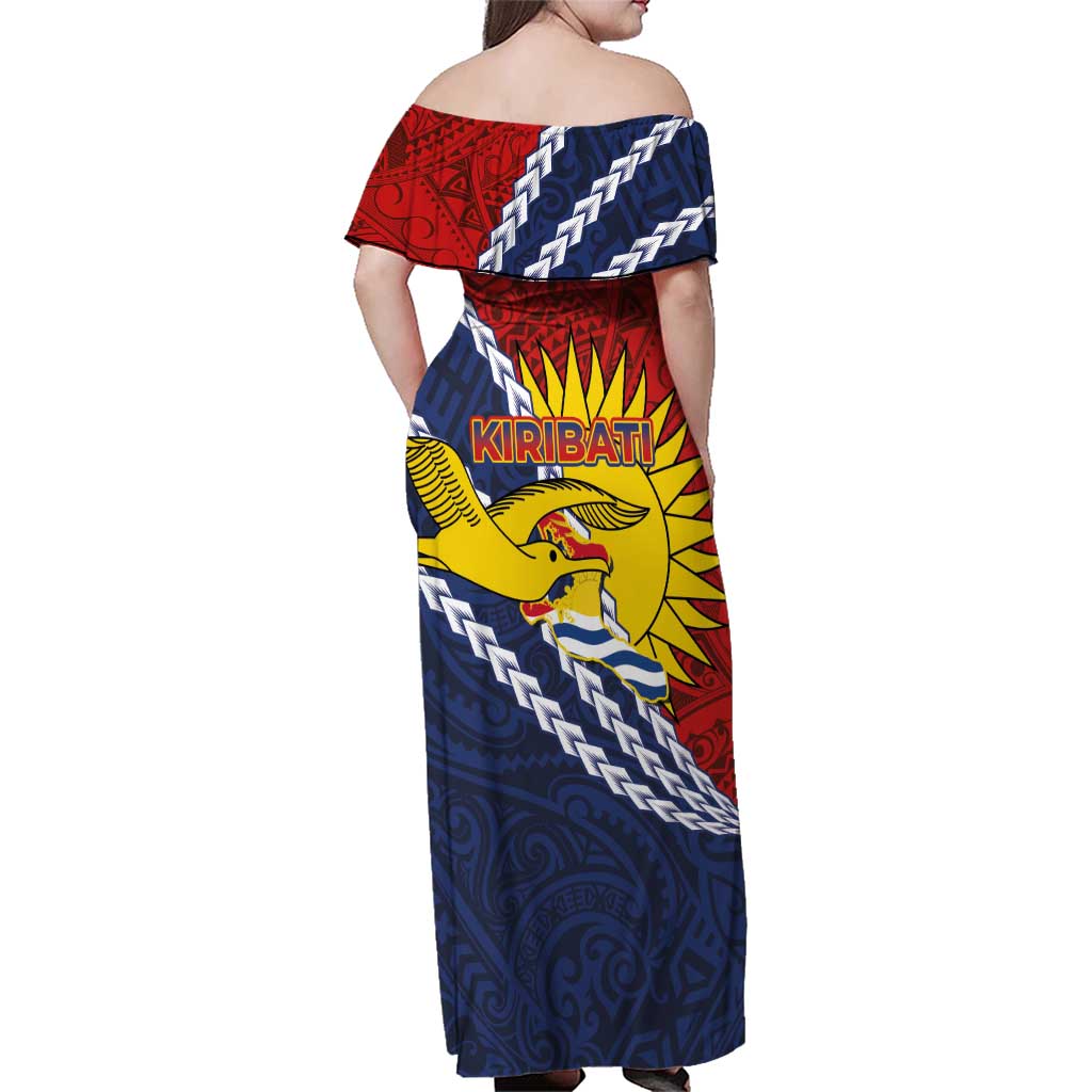 Kiribati Independence Day Family Matching Off Shoulder Maxi Dress and Hawaiian Shirt Polynesian and Melanesian Art Tattoo LT03 - Polynesian Pride