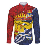 Kiribati Independence Day Family Matching Puletasi and Hawaiian Shirt Polynesian and Melanesian Art Tattoo LT03 Dad's Shirt - Long Sleeve Red - Polynesian Pride