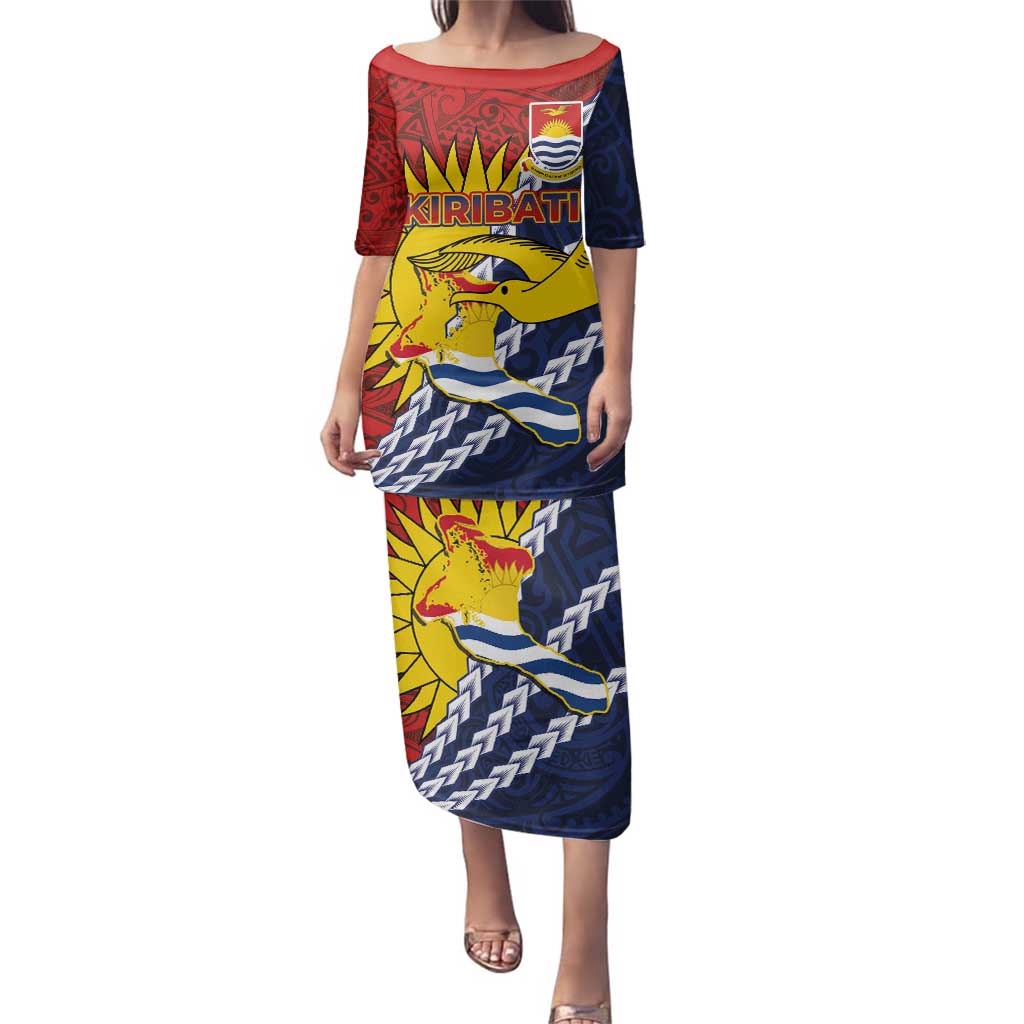 Kiribati Independence Day Family Matching Puletasi and Hawaiian Shirt Polynesian and Melanesian Art Tattoo LT03 Mom's Dress Red - Polynesian Pride