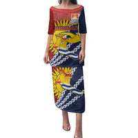 Kiribati Independence Day Family Matching Puletasi and Hawaiian Shirt Polynesian and Melanesian Art Tattoo LT03 Mom's Dress Red - Polynesian Pride