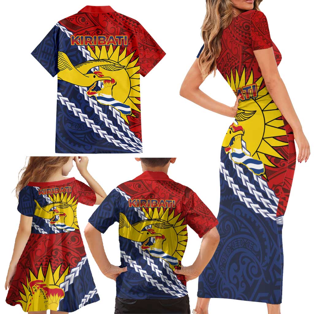 Kiribati Independence Day Family Matching Short Sleeve Bodycon Dress and Hawaiian Shirt Polynesian and Melanesian Art Tattoo LT03 - Polynesian Pride