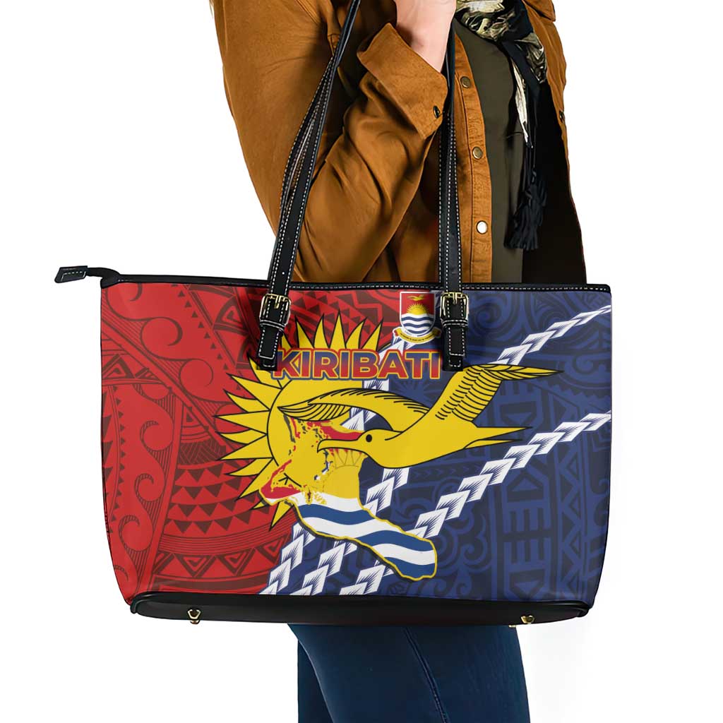 Kiribati Independence Day Leather Tote Bag Polynesian and Melanesian Art Tattoo LT03 - Polynesian Pride
