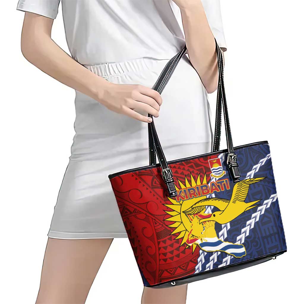 Kiribati Independence Day Leather Tote Bag Polynesian and Melanesian Art Tattoo LT03 - Polynesian Pride