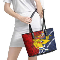 Kiribati Independence Day Leather Tote Bag Polynesian and Melanesian Art Tattoo LT03 - Polynesian Pride