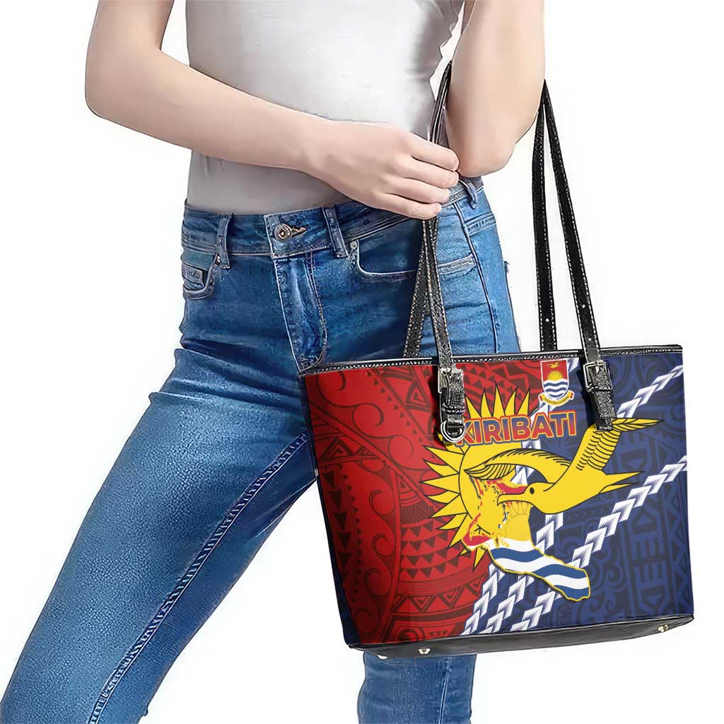 Kiribati Independence Day Leather Tote Bag Polynesian and Melanesian Art Tattoo LT03 - Polynesian Pride