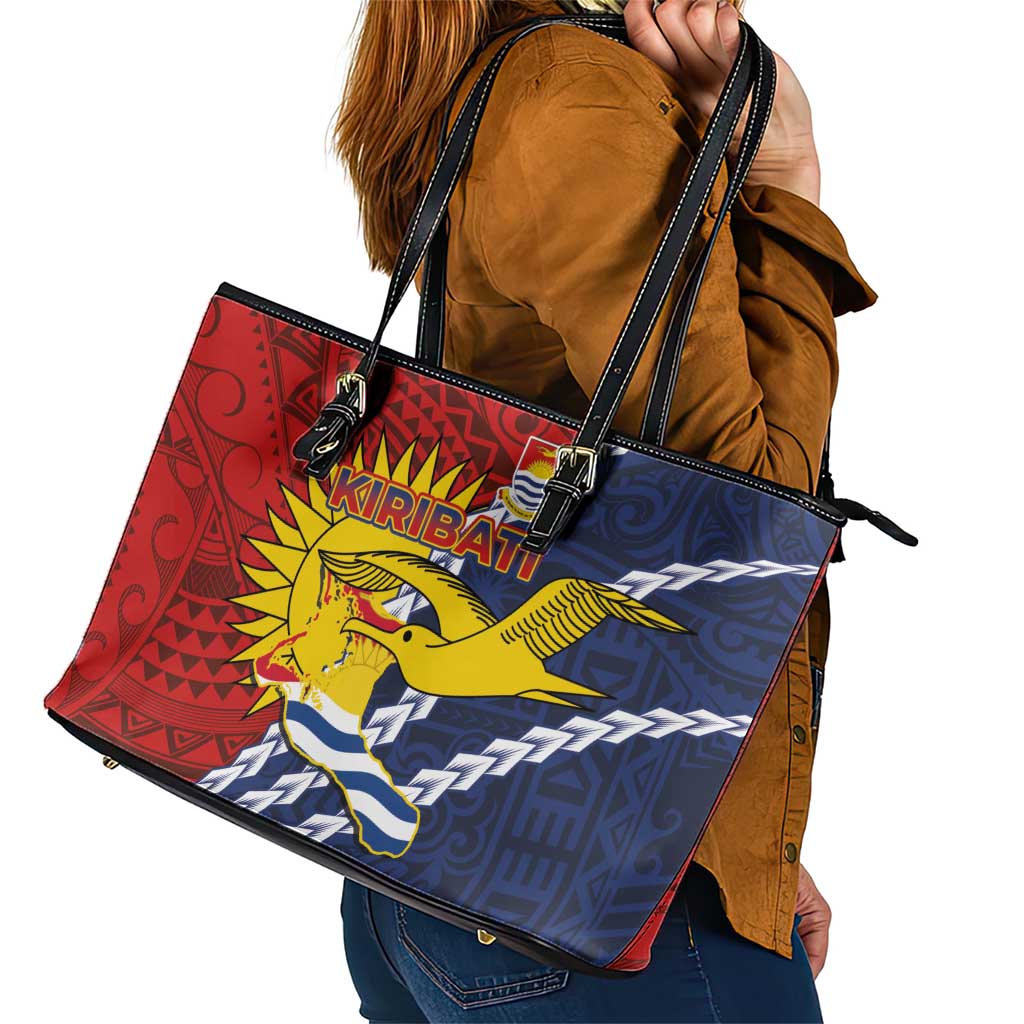 Kiribati Independence Day Leather Tote Bag Polynesian and Melanesian Art Tattoo LT03 - Polynesian Pride