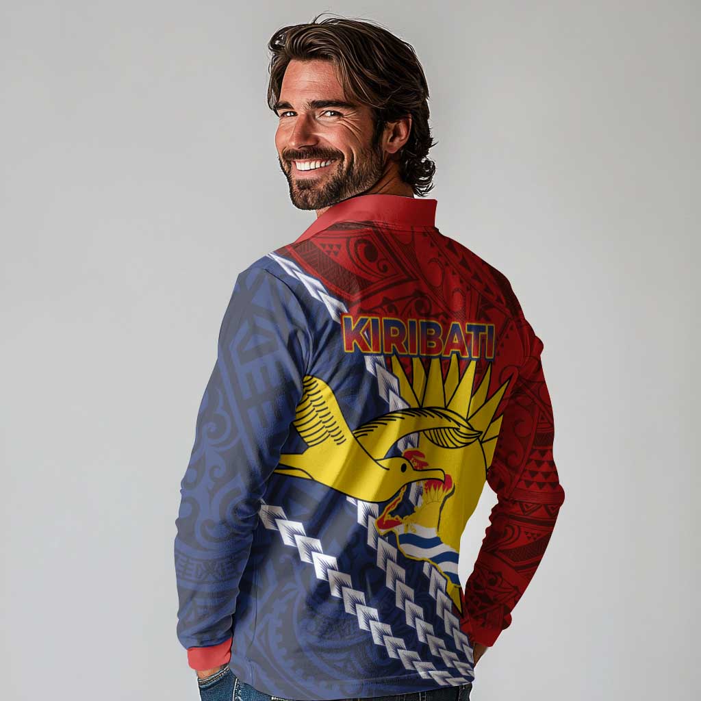 Kiribati Independence Day Long Sleeve Polo Shirt Polynesian and Melanesian Art Tattoo