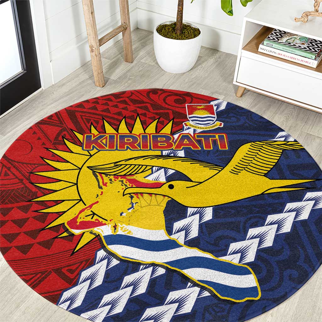 Kiribati Independence Day Round Carpet Polynesian and Melanesian Art Tattoo LT03 Red - Polynesian Pride