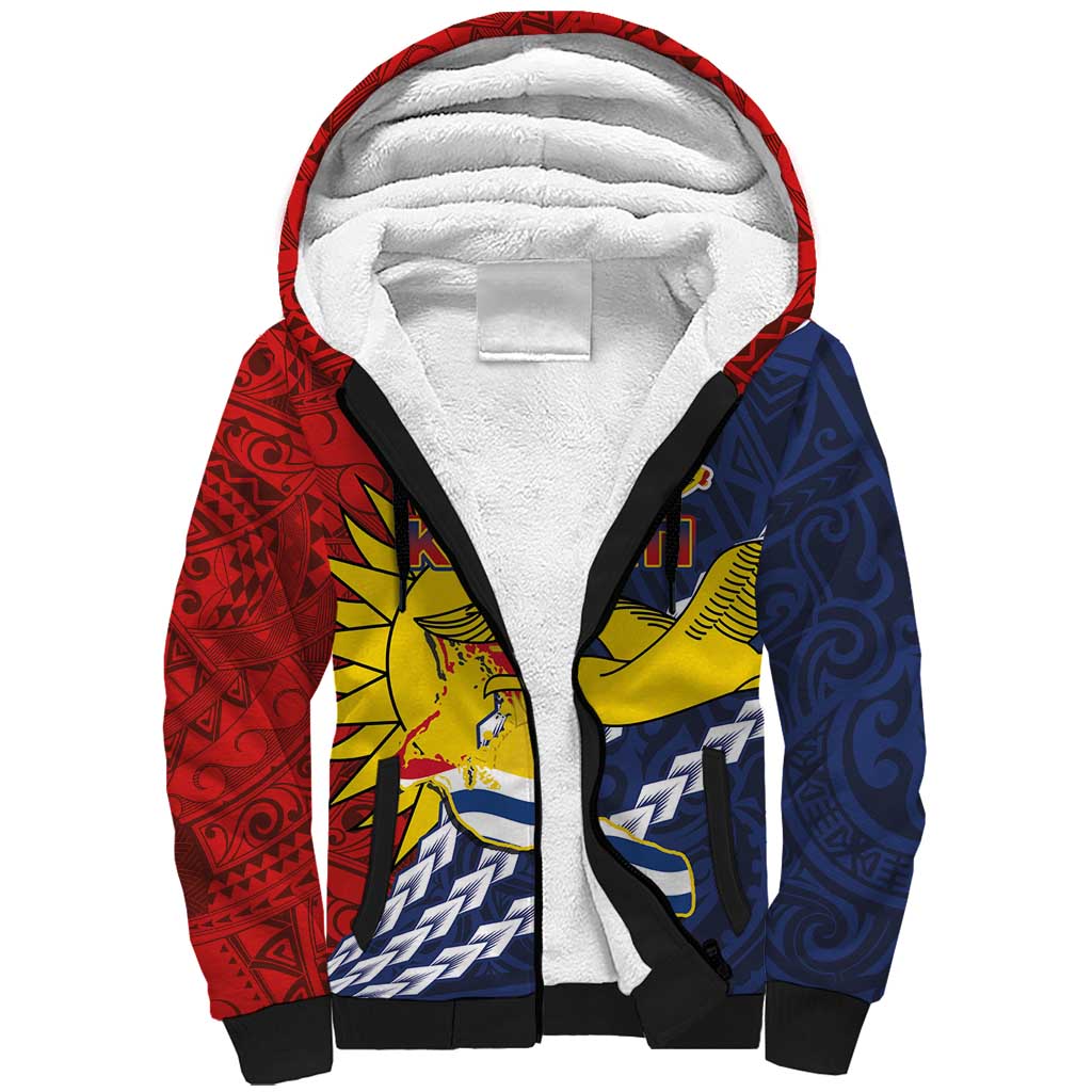 Kiribati Independence Day Sherpa Hoodie Polynesian and Melanesian Art Tattoo LT03 Unisex Red - Polynesian Pride