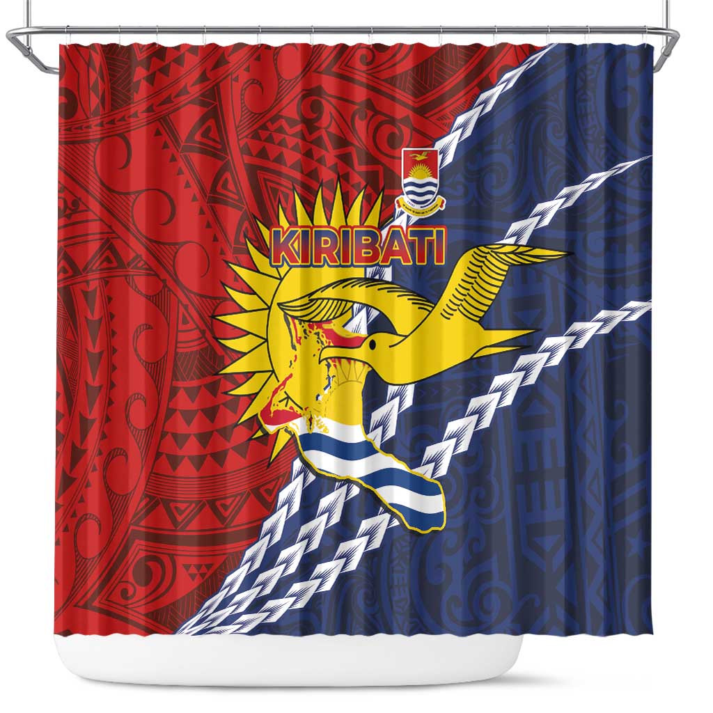 Kiribati Independence Day Shower Curtain Polynesian and Melanesian Art Tattoo LT03 Red - Polynesian Pride