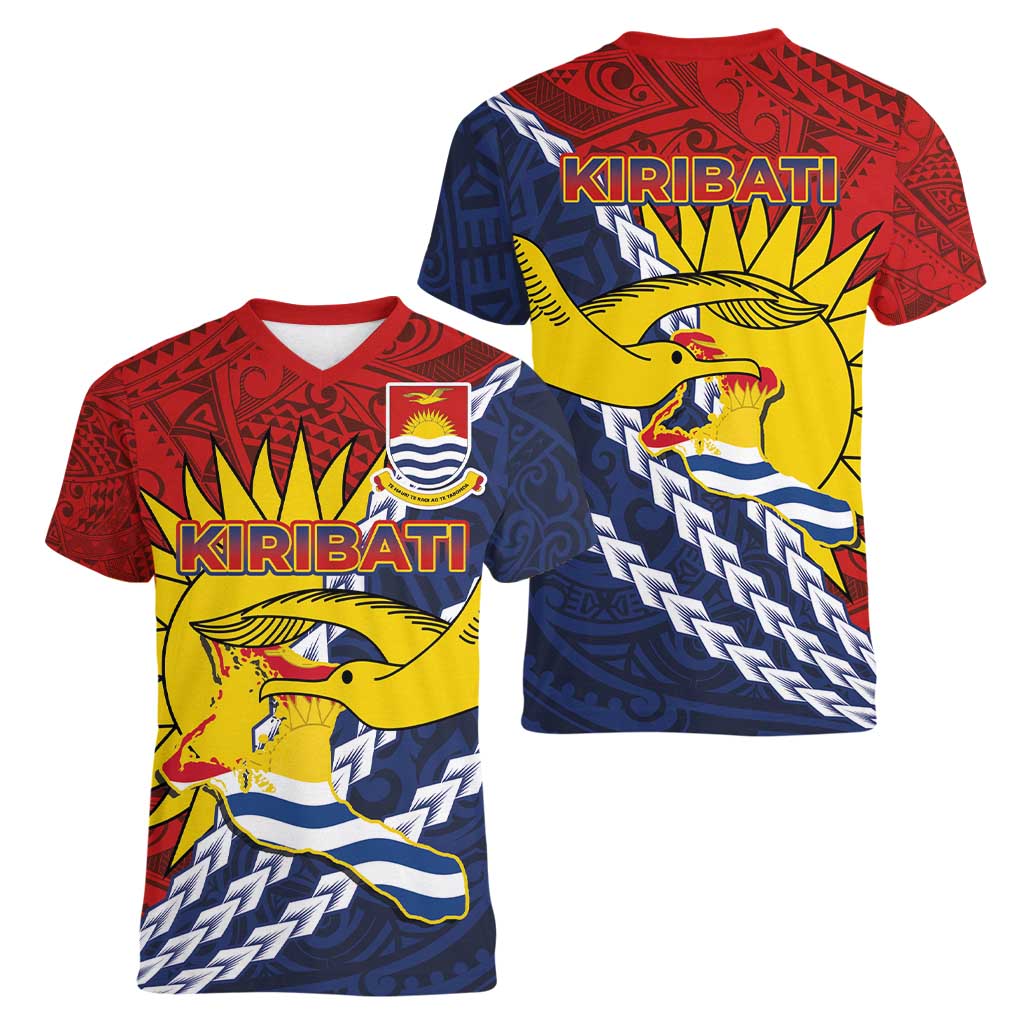 Kiribati Independence Day Women V-Neck T-Shirt Polynesian and Melanesian Art Tattoo