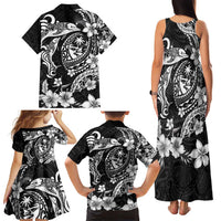 Guam Dolphins Tribal Tattoo Family Matching Tank Maxi Dress and Hawaiian Shirt Polynesian Art and Tropical Flower Grayscale LT03 - Polynesian Pride