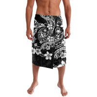 Guam Dolphins Tribal Tattoo Lavalava Polynesian Art and Tropical Flower Grayscale