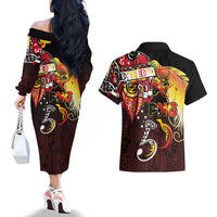 Papua New Guinea 2025 Couples Matching Off The Shoulder Long Sleeve Dress and Hawaiian Shirt 50th Independence Day Anniversary LT03 - Polynesian Pride
