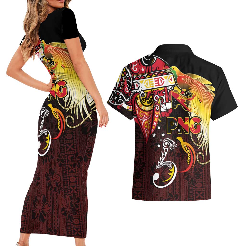 Papua New Guinea 2025 Couples Matching Short Sleeve Bodycon Dress and Hawaiian Shirt 50th Independence Day Anniversary LT03 - Polynesian Pride
