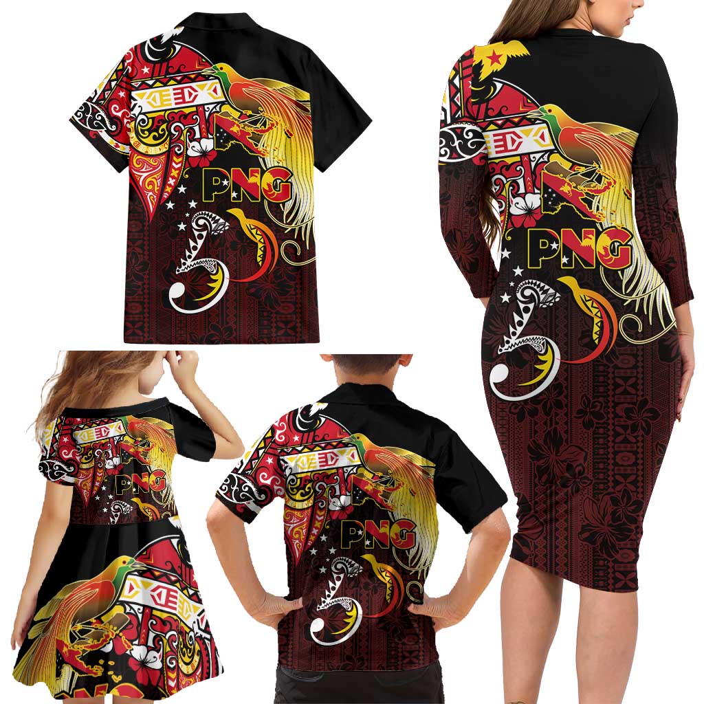 Papua New Guinea 2025 Family Matching Long Sleeve Bodycon Dress and Hawaiian Shirt 50th Independence Day Anniversary LT03 - Polynesian Pride