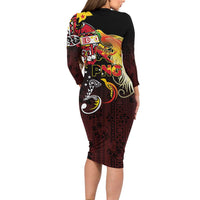 Papua New Guinea 2025 Family Matching Long Sleeve Bodycon Dress and Hawaiian Shirt 50th Independence Day Anniversary LT03 - Polynesian Pride