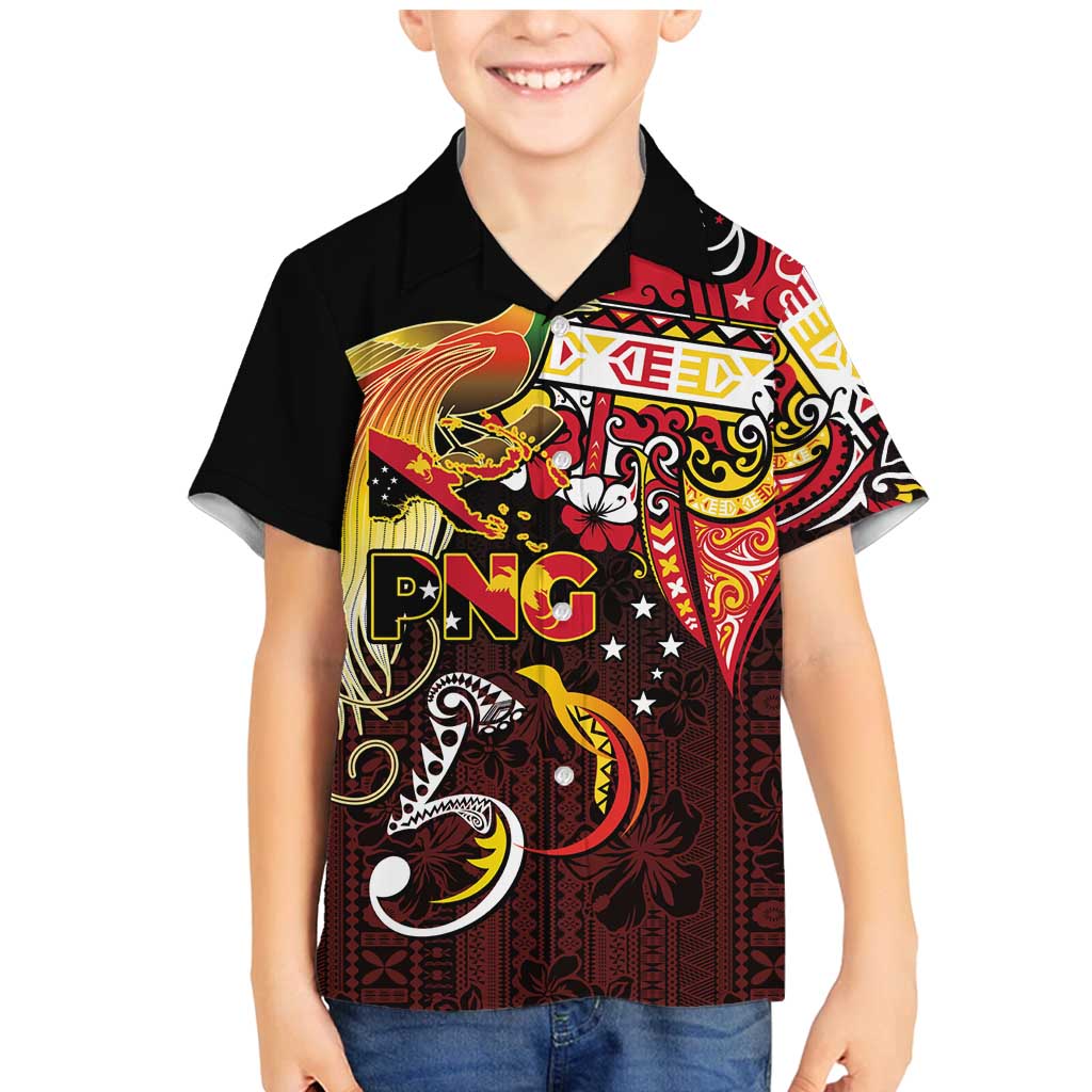 Papua New Guinea 2025 Family Matching Mermaid Dress and Hawaiian Shirt 50th Independence Day Anniversary LT03 Son's Shirt Red - Polynesian Pride