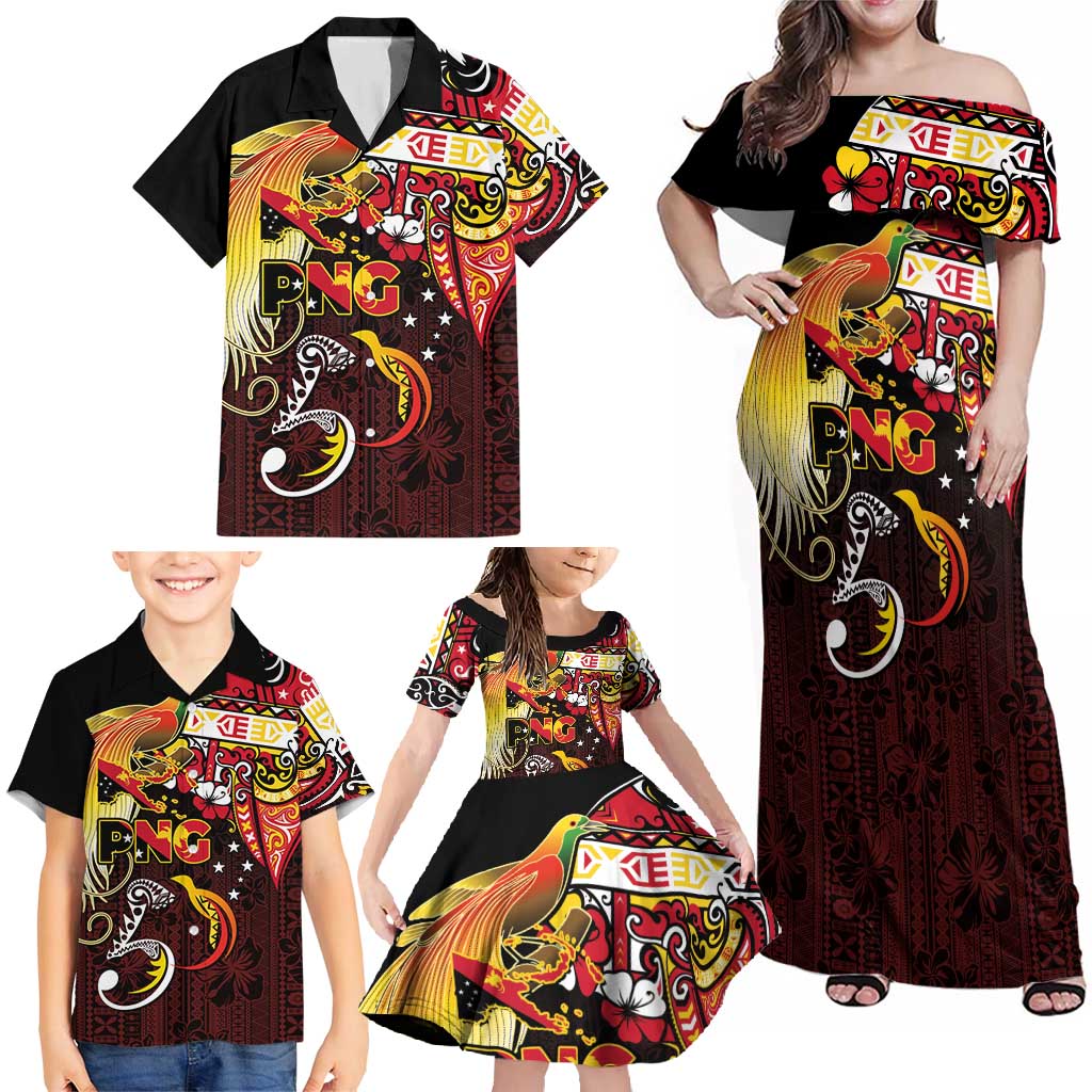 Papua New Guinea 2025 Family Matching Off Shoulder Maxi Dress and Hawaiian Shirt 50th Independence Day Anniversary LT03 - Polynesian Pride