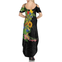 Hawaiian Tropical Plants and Chameleon Family Matching Summer Maxi Dress and Hawaiian Shirt Polynesian Art Colorful LT03 - Polynesian Pride