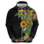 Hawaiian Tropical Plants and Chameleon Hoodie Polynesian Art Colorful - Polynesian Pride