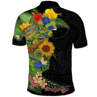 Hawaiian Tropical Plants and Chameleon Polo Shirt Polynesian Art Colorful LT03 - Polynesian Pride