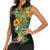 Hawaiian Tropical Plants and Chameleon Women Sleeveless Polo Shirt Polynesian Art Colorful - Polynesian Pride