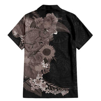 Hawaiian Tropical Plants and Chameleon Family Matching Mermaid Dress and Hawaiian Shirt Polynesian Art Grayscale LT03 - Polynesian Pride
