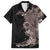 Hawaiian Tropical Plants and Chameleon Family Matching Off The Shoulder Long Sleeve Dress and Hawaiian Shirt Polynesian Art Grayscale - Polynesian Pride
