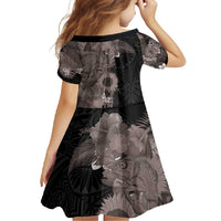 Hawaiian Tropical Plants and Chameleon Family Matching Off Shoulder Maxi Dress and Hawaiian Shirt Polynesian Art Grayscale LT03 - Polynesian Pride