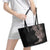 Hawaiian Tropical Plants and Chameleon Leather Tote Bag Polynesian Art Grayscale - Polynesian Pride