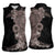 Hawaiian Tropical Plants and Chameleon Women Sleeveless Polo Shirt Polynesian Art Grayscale - Polynesian Pride