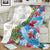 Hawaiian Tropical Flowers and Leaves Blanket on Leopard Pattern Half Style White-Blue Version - Polynesian Pride