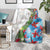 Hawaiian Tropical Flowers and Leaves Blanket on Leopard Pattern Half Style White-Blue Version - Polynesian Pride