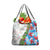 Hawaiian Tropical Flowers and Leaves Grocery Bag on Leopard Pattern Half Style White-Blue Version - Polynesian Pride