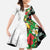 Hawaiian Tropical Flowers and Leaves Family Matching Off The Shoulder Long Sleeve Dress and Hawaiian Shirt on Leopard Pattern Half Style White-Black Version - Polynesian Pride